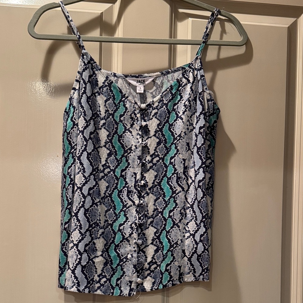 Jack by BB Dakota Snake Print Camisole in Teal and Navy